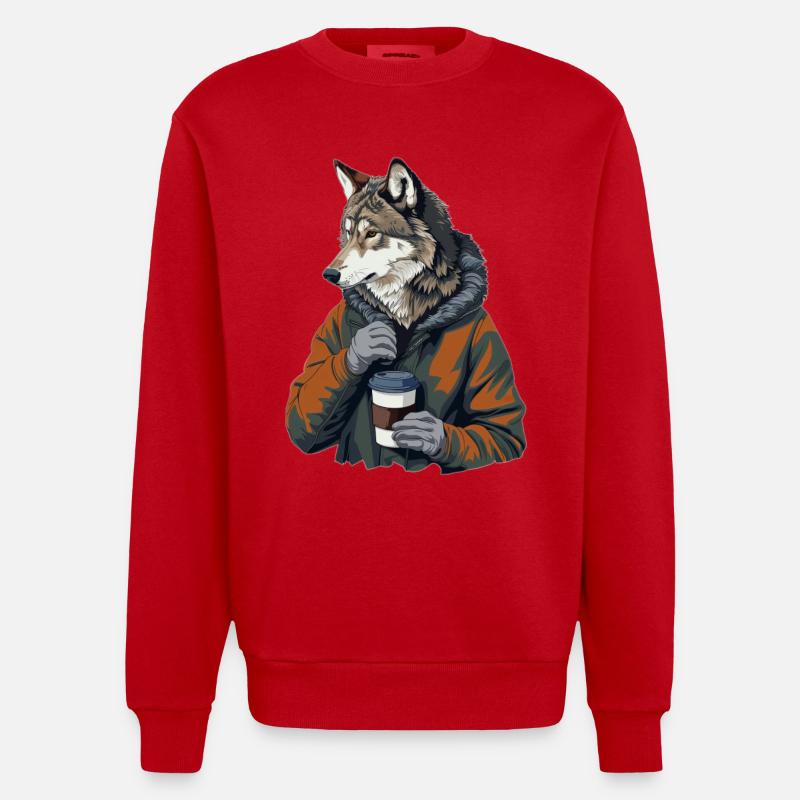 Loup - Sweat bio épais oversize fabriqué en UE - rouge