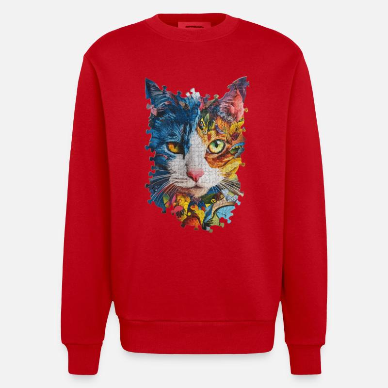 Chat - Sweat bio épais oversize fabriqué en UE - rouge