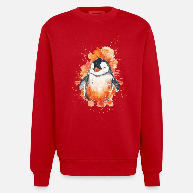 Pinguin - Heavyweight Oversized Organic Crew Neck Made in EU - Rot