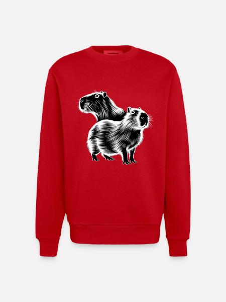 Capybara - Heavyweight Oversized Organic Crew Neck Made in EU - red