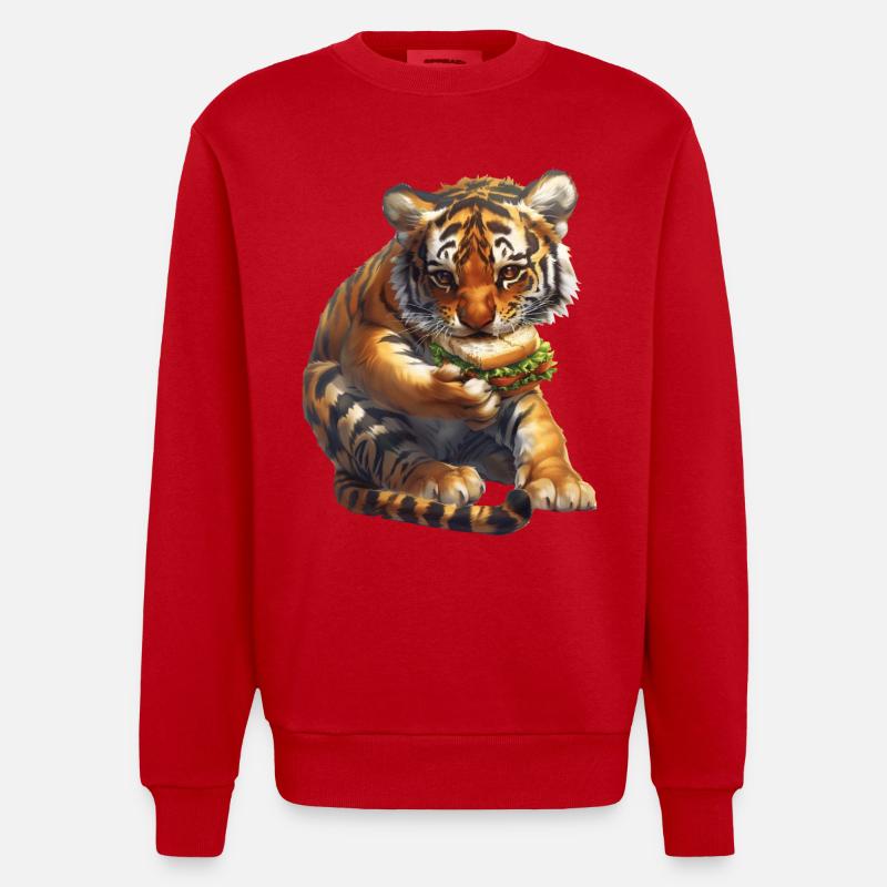 Tiger - Heavyweight Oversized Organic Crew Neck Made in EU - Rot