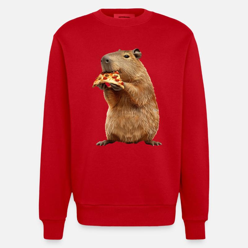 Capybara - Heavyweight Oversized Organic Crew Neck Made in EU - red