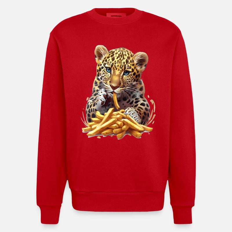 Léopard - Sweat bio épais oversize fabriqué en UE - rouge