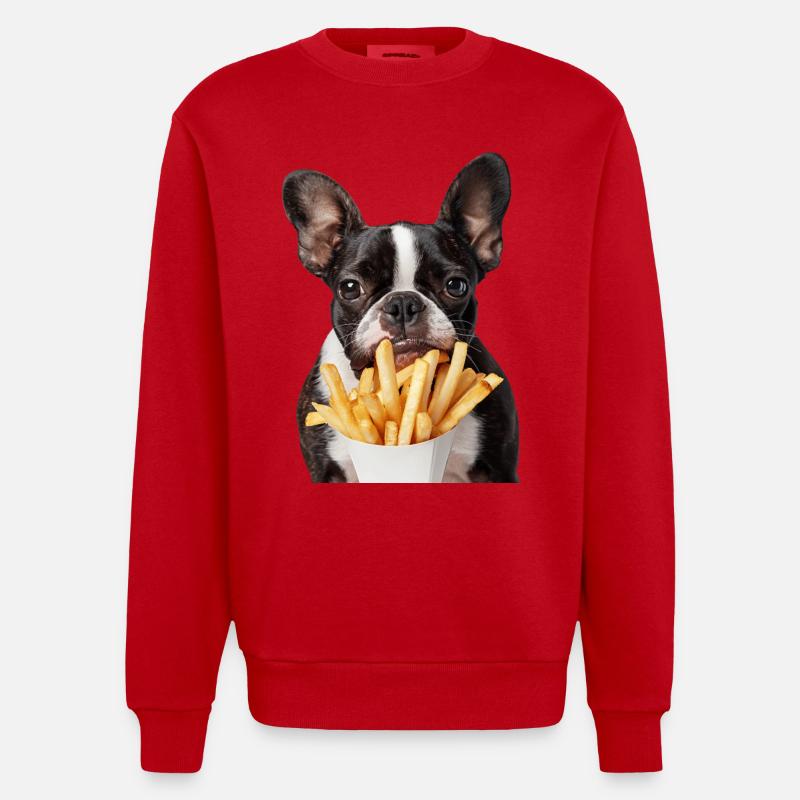 Boston Terrier - Sweat bio épais oversize fabriqué en UE - rouge