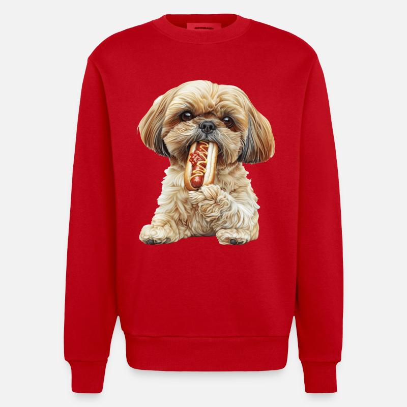 Shih Tzu - Sweat bio épais oversize fabriqué en UE - rouge