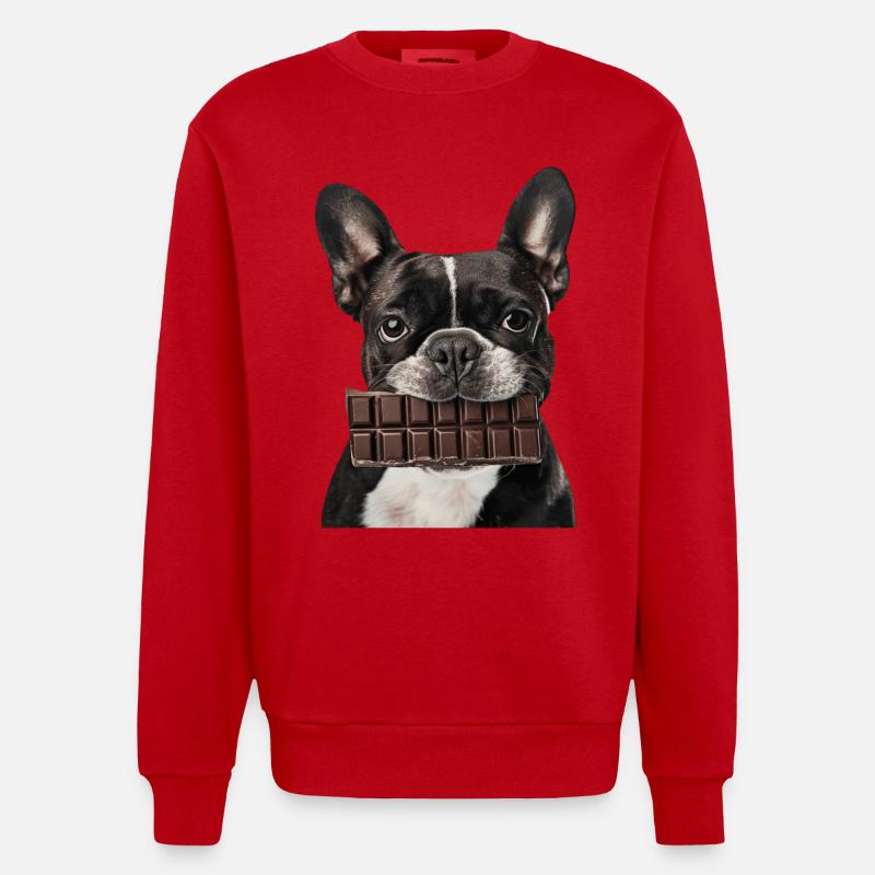 Boston Terrier - Sweat bio épais oversize fabriqué en UE - rouge
