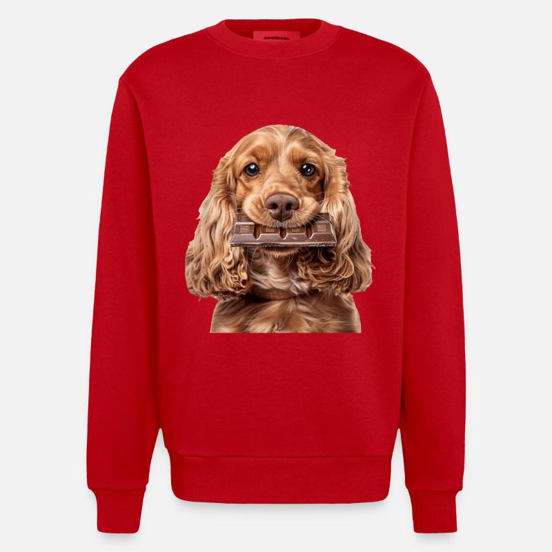 Cocker Spaniel - Heavyweight Oversized Organic Crew Neck Made in EU - red
