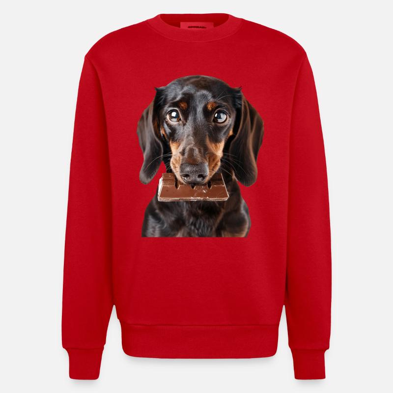 Dachshund - Heavyweight Oversized Organic Crew Neck Made in EU - red
