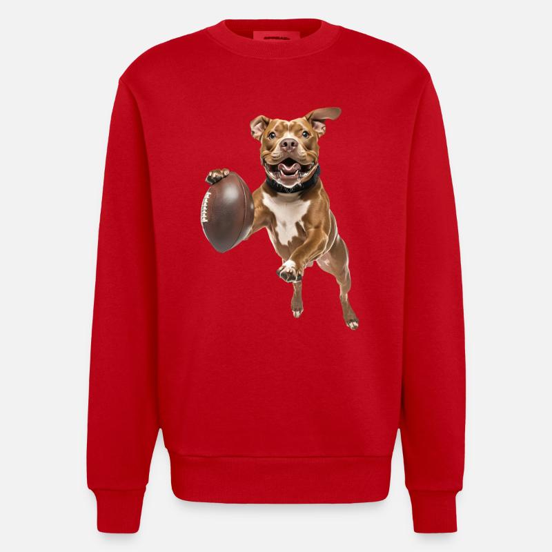 Pitbull terrier américain - Sweat bio épais oversize fabriqué en UE - rouge