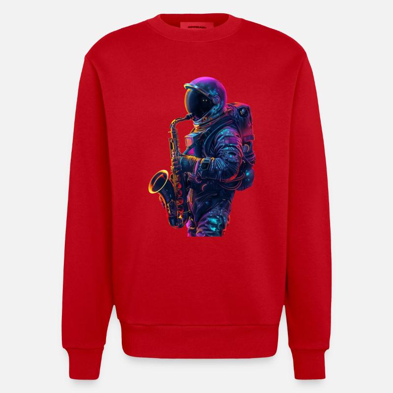 Saxophone astronaute - Sweat bio épais oversize fabriqué en UE - rouge