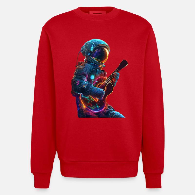 Ukulélé astronaute - Sweat bio épais oversize fabriqué en UE - rouge