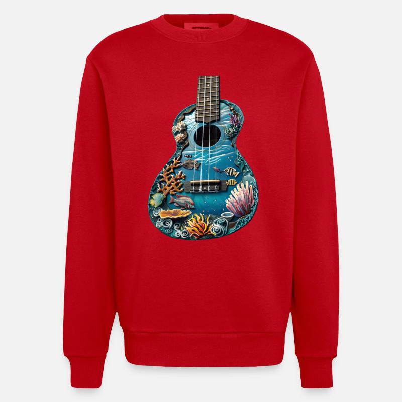 Poisson Ukulélé - Sweat bio épais oversize fabriqué en UE - rouge