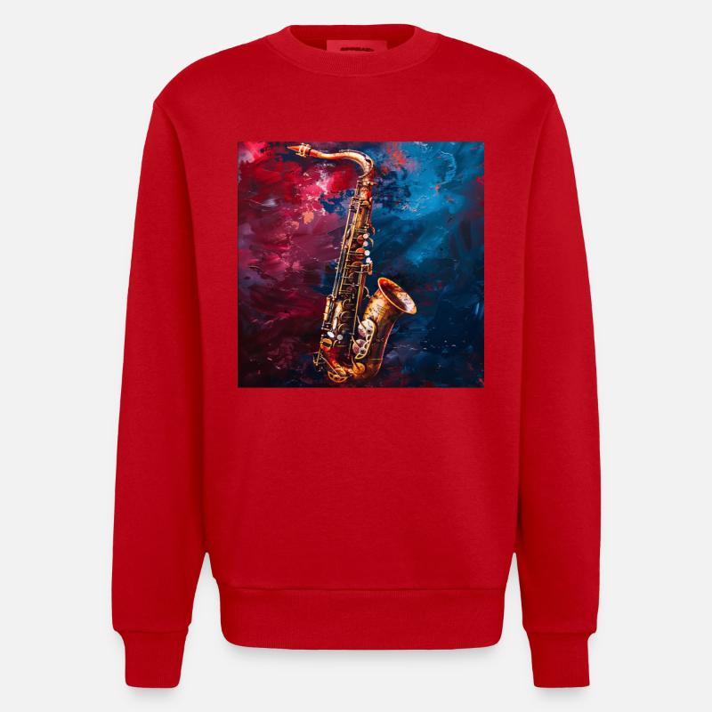 Saxophon - Heavyweight Oversized Organic Crew Neck Made in EU - Rot