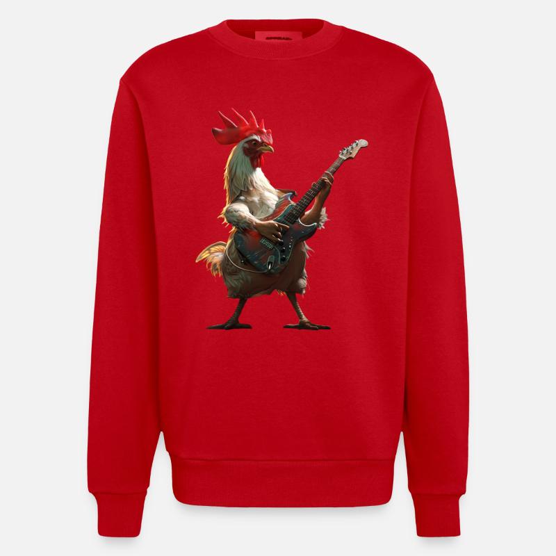 Guitare Coq - Sweat bio épais oversize fabriqué en UE - rouge