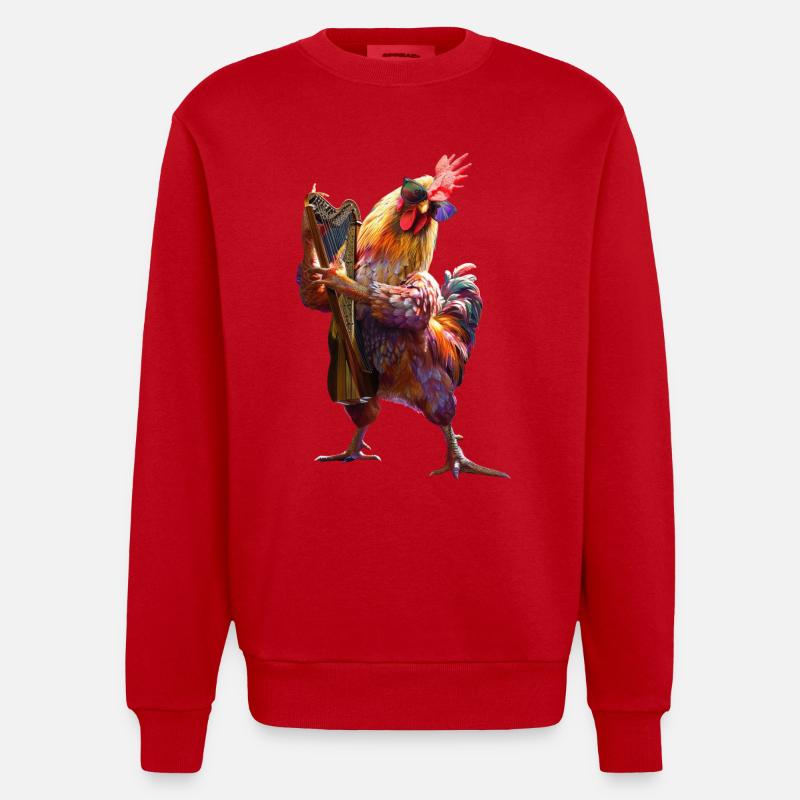 Hahn Harfe - Heavyweight Oversized Organic Crew Neck Made in EU - Rot