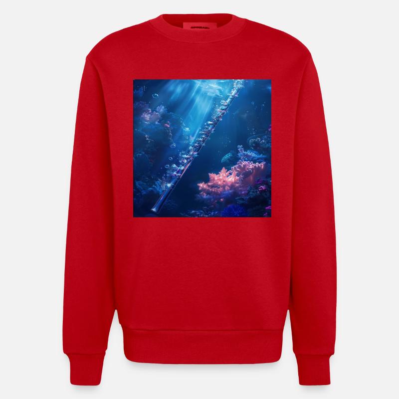 Querflöte - Heavyweight Oversized Organic Crew Neck Made in EU - Rot