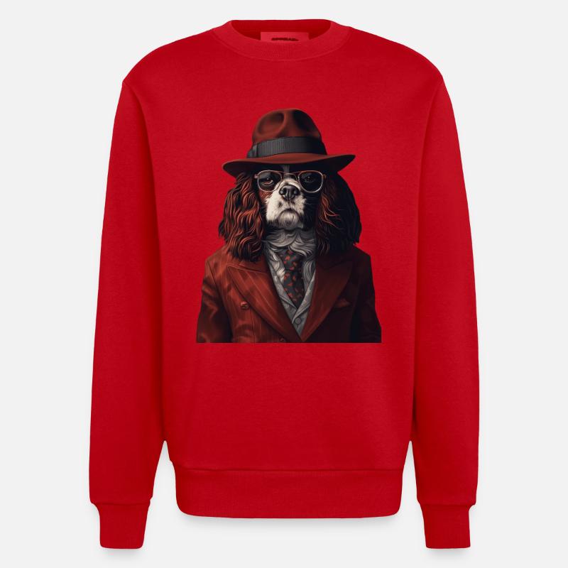 Cavalier King Charles - Heavyweight Oversized Organic Crew Neck Made in EU - Rot