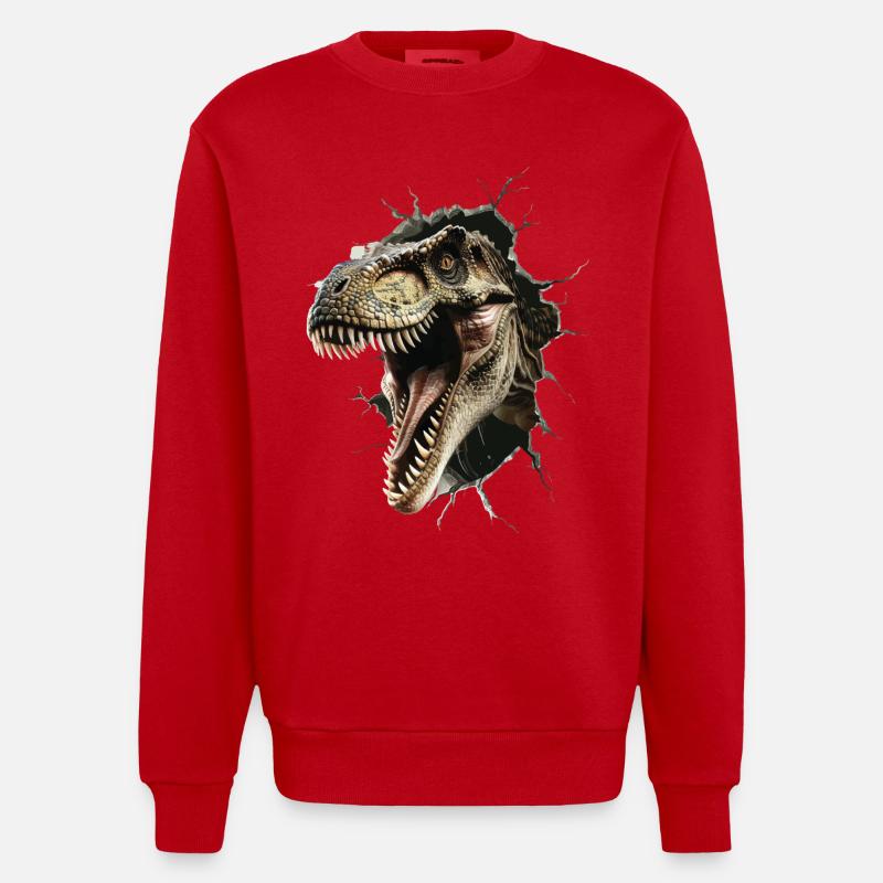 Utahraptor - Heavyweight Oversized Organic Crew Neck Made in EU - Rot