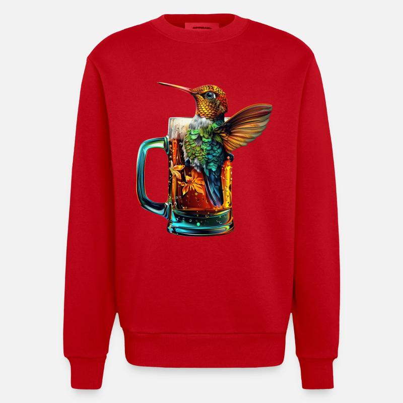 Kolibri Bier - Heavyweight Oversized Organic Crew Neck Made in EU - Rot