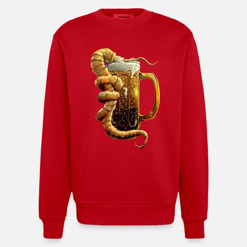 Wurm Bier - Heavyweight Oversized Organic Crew Neck Made in EU - Rot