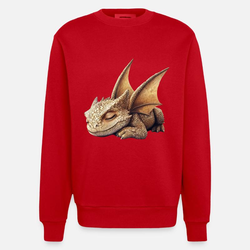 Drachen - Heavyweight Oversized Organic Crew Neck Made in EU - Rot