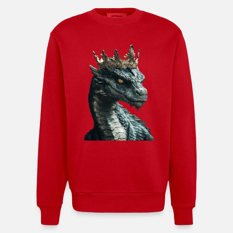 Drachen - Heavyweight Oversized Organic Crew Neck Made in EU - Rot