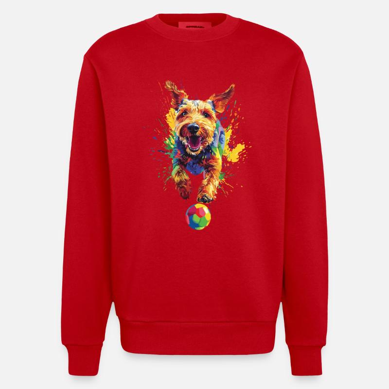 Airedale Terrier - Heavyweight Oversized Organic Crew Neck Made in EU - Rot