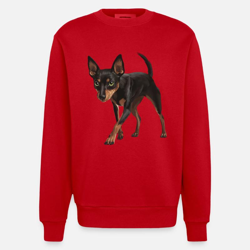 Zwergpinscher - Heavyweight Oversized Organic Crew Neck Made in EU - Rot