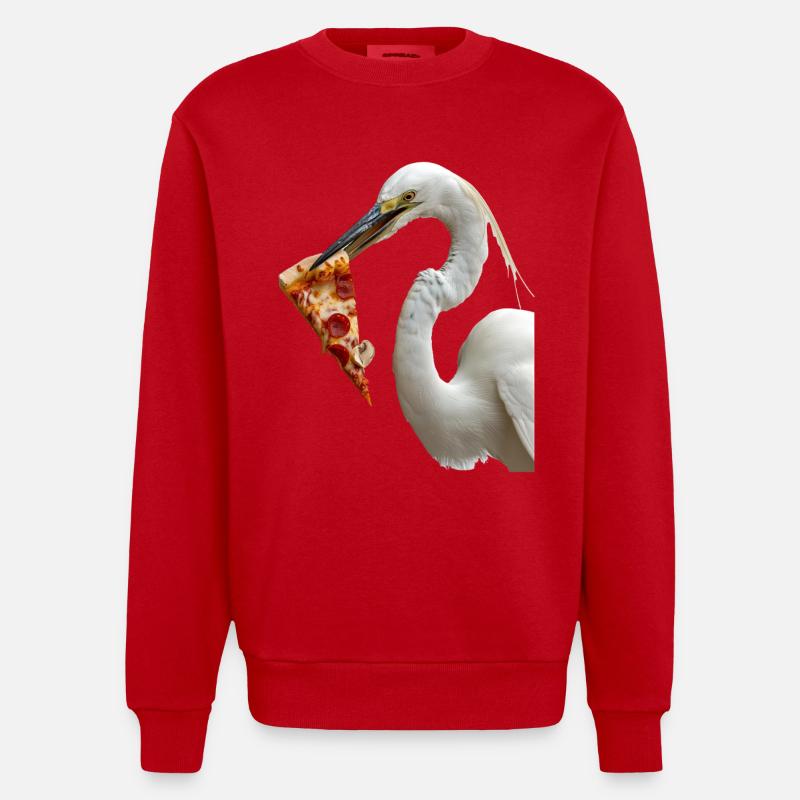 Reiher Vogel - Heavyweight Oversized Organic Crew Neck Made in EU - Rot