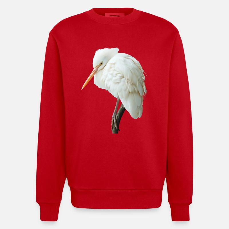 Reiher Vogel - Heavyweight Oversized Organic Crew Neck Made in EU - Rot