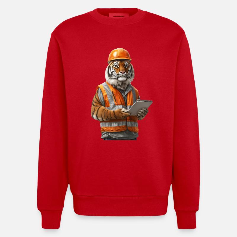 Tiger - Heavyweight Oversized Organic Crew Neck Made in EU - Rot