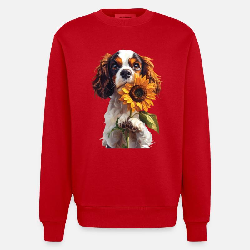 Cavalier King Charles - Heavyweight Oversized Organic Crew Neck Made in EU - Rot