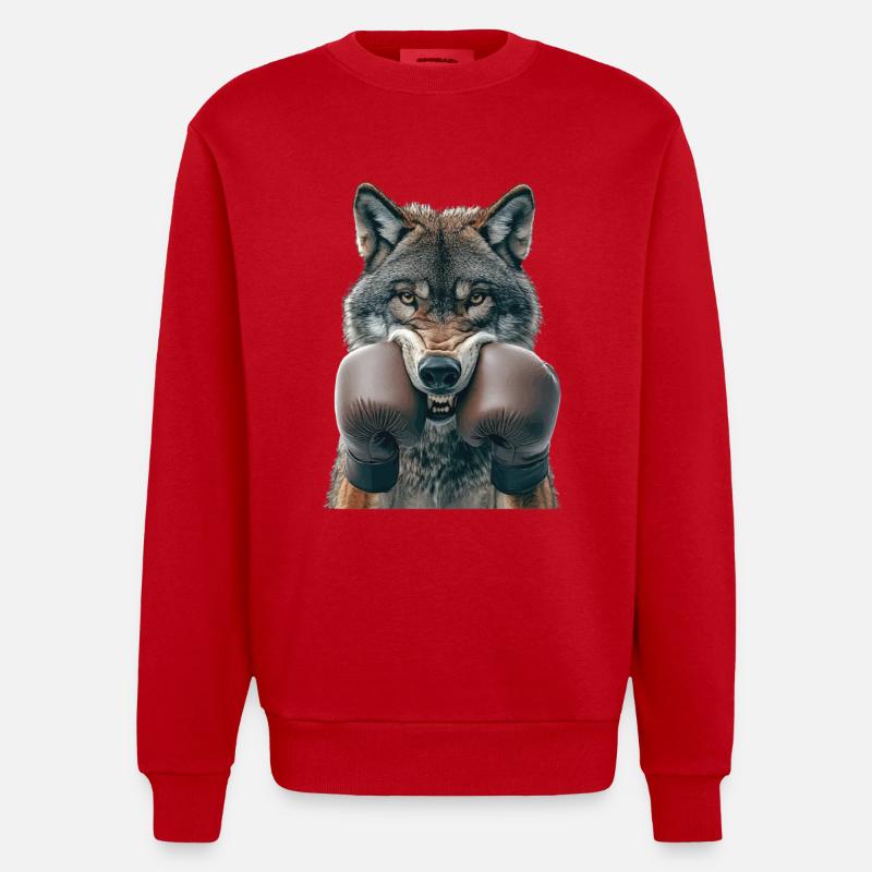 Wolf - Heavyweight Oversized Organic Crew Neck Made in EU - Rot
