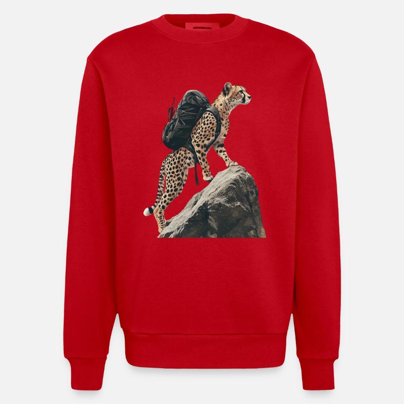 Gepard - Heavyweight Oversized Organic Crew Neck Made in EU - Rot