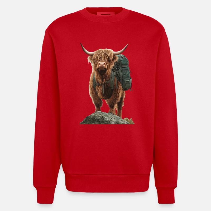 Hochlandrind - Heavyweight Oversized Organic Crew Neck Made in EU - Rot