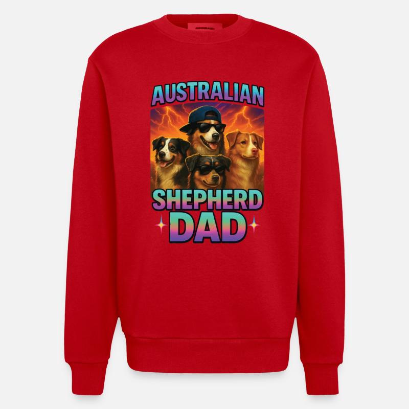 Australischer Schäferhund - Heavyweight Oversized Organic Crew Neck Made in EU - Rot