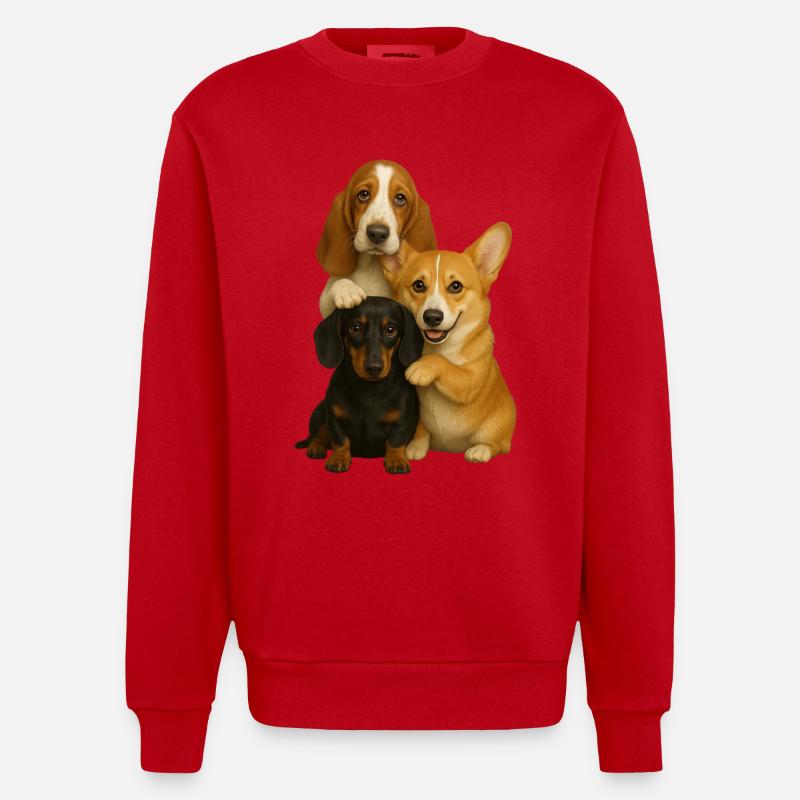 Chien Chiens Chiens mignons - Sweat bio épais oversize fabriqué en UE - rouge