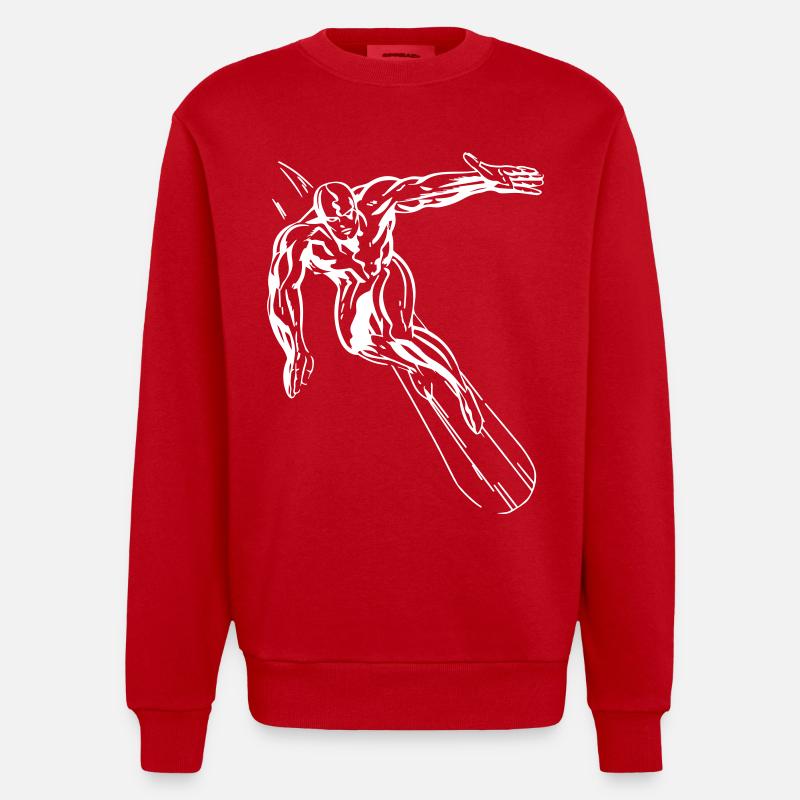 Surfing, Surfboard, SilverSurfer - Design - Heavyweight Oversized Organic Crew Neck Made in EU - red