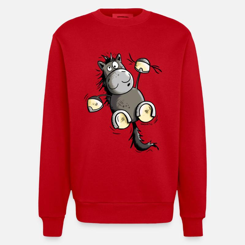 Rappe Pferd hängt ab - Heavyweight Oversized Organic Crew Neck Made in EU - Rot