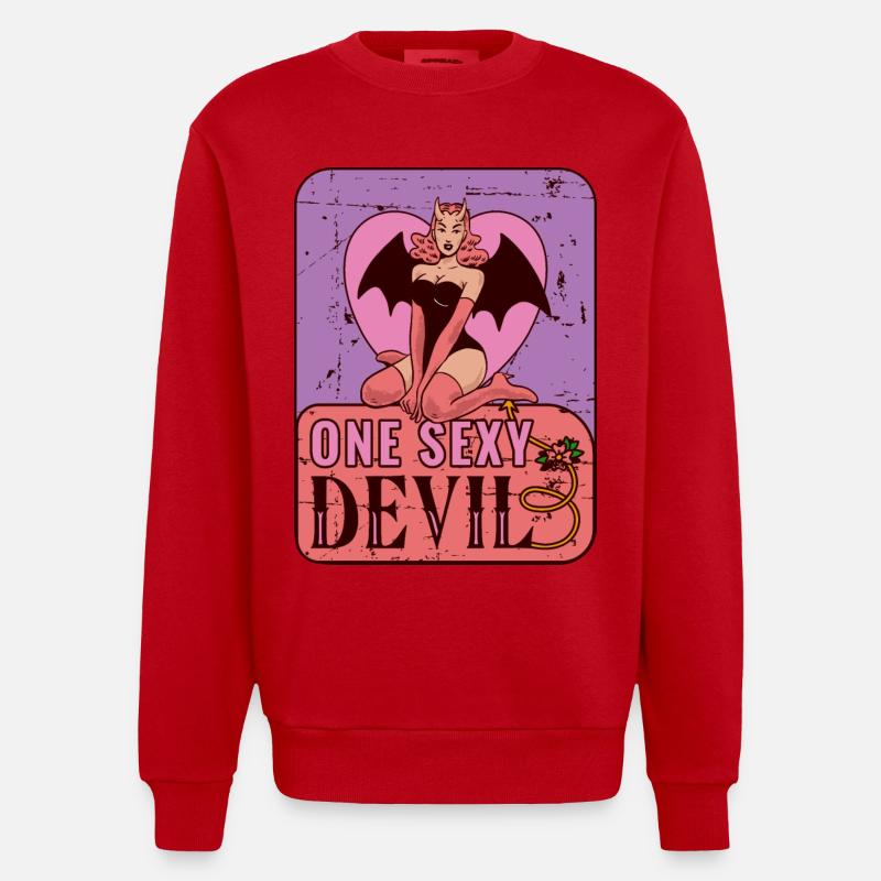 Sexy devil - Heavyweight Oversized Organic Crew Neck Made in EU - red
