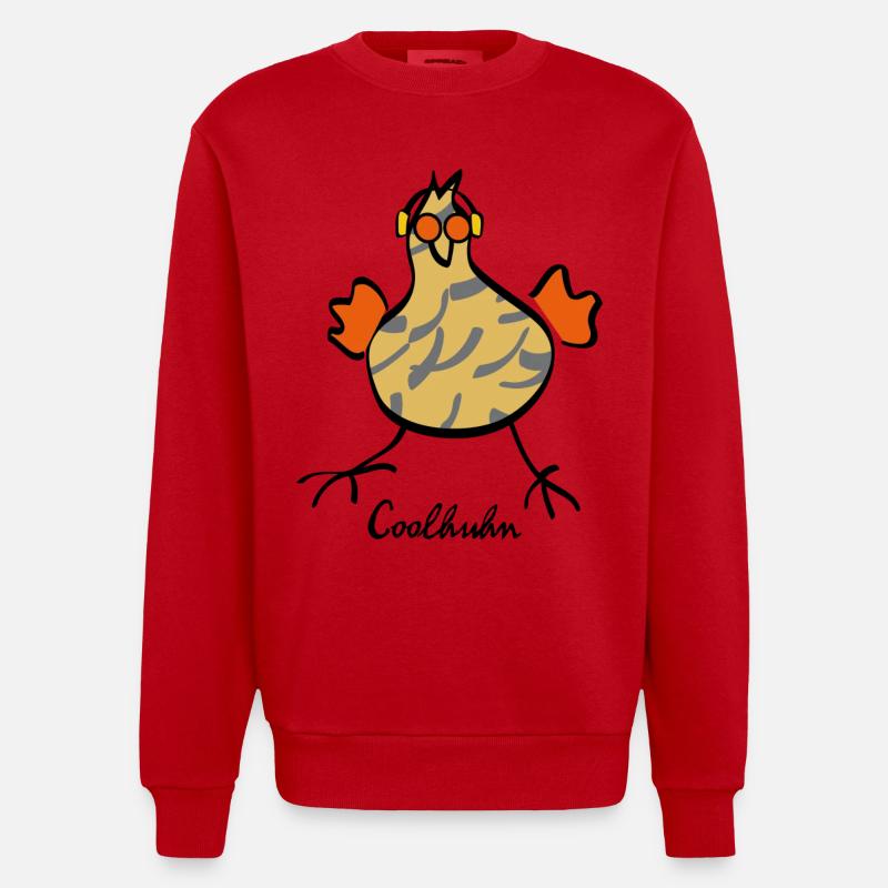 RIKELS Design: Das Cool-Huhn - Heavyweight Oversized Organic Crew Neck Made in EU - Rot