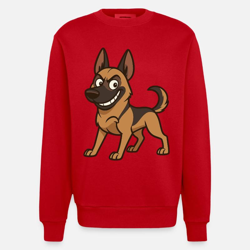 Frecher Malinois Comic Hund - Heavyweight Oversized Organic Crew Neck Made in EU - Rot