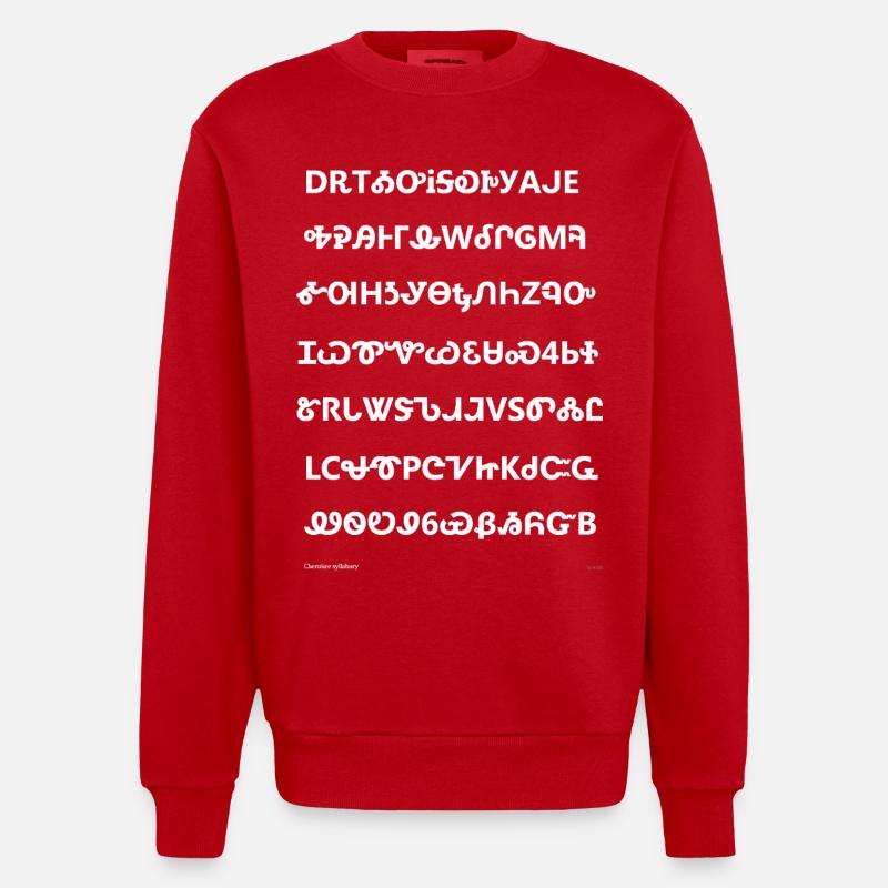 Cherokee-Silbenschrift (weiß) - Heavyweight Oversized Organic Crew Neck Made in EU - Rot