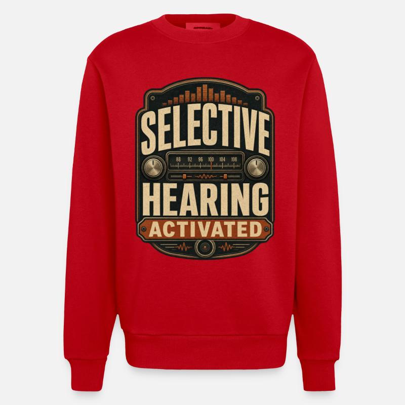 Selective Hearing Activated - Heavyweight Oversized Organic Crew Neck Made in EU - red