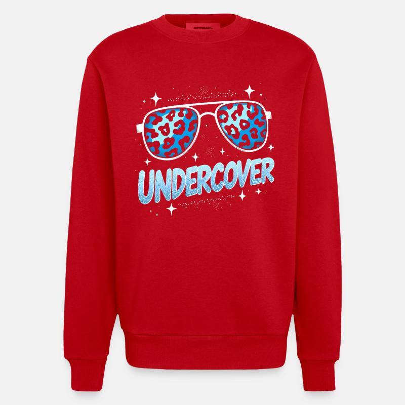 Undercover Speech - Sunglasses Design - Heavyweight Oversized Organic Crew Neck Made in EU - red