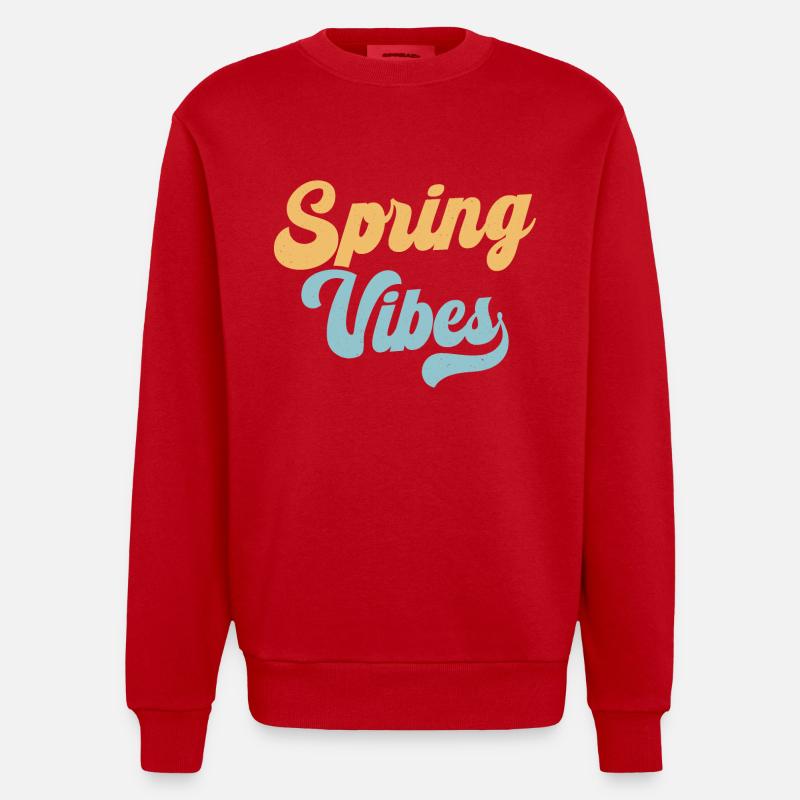 Vibrations printanières - Sweat bio épais oversize fabriqué en UE - rouge