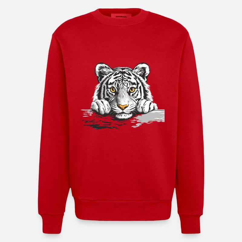 Tiger - Heavyweight Oversized Organic Crew Neck Made in EU - Rot
