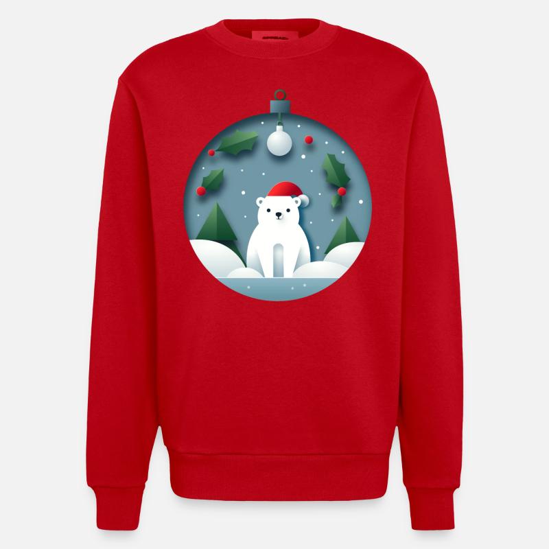 Eisbär in Weihnachtskugel - Heavyweight Oversized Organic Crew Neck Made in EU - Rot