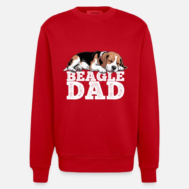 Papa Beagle - Sweat bio épais oversize fabriqué en UE - rouge