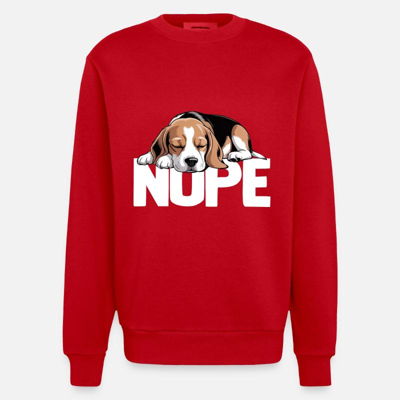 Nope Beagle Hund - Heavyweight Oversized Organic Crew Neck Made in EU - Rot